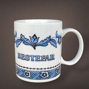 Grandfather Bestefar Norwegian Scandinavian Coffee Mug Folk Art 1970s 1980s